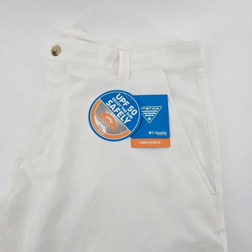 Columbia PFG Grander Marlin II Offshore Shorts Mens Fishing White 42/10 NWT